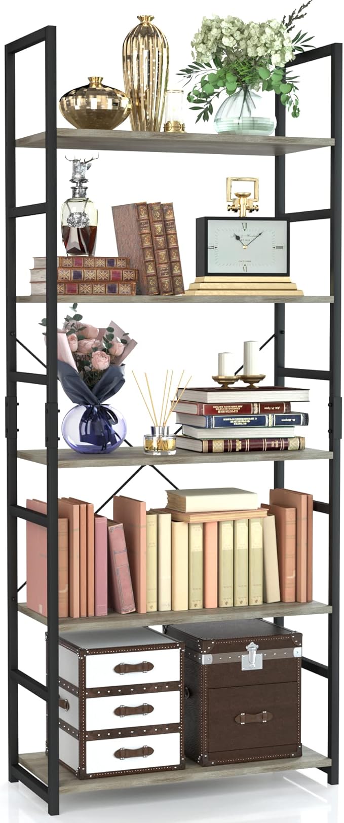 NUMENN 5 Tier Bookshelf, Tall Bookcase Shelf Storage Organizer, Modern Book by NUMENN