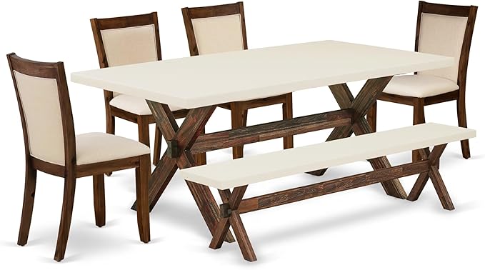 East West Furniture X727MZN32-6 6 Piece Kitchen Table Set Contains a Rectangle by EastWestFurniture