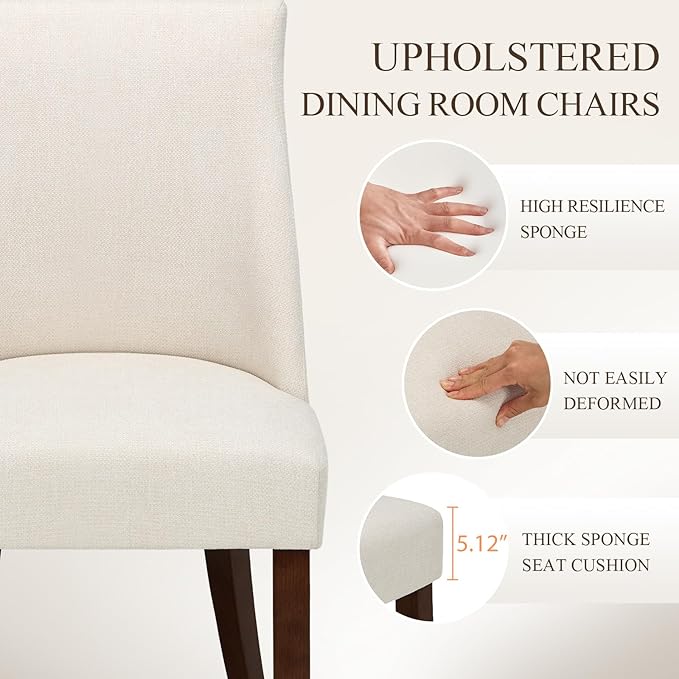 COLAMY Upholstered Dining Chairs Set of 2, Mid Century Modern Kitchen Chairs - Image 5