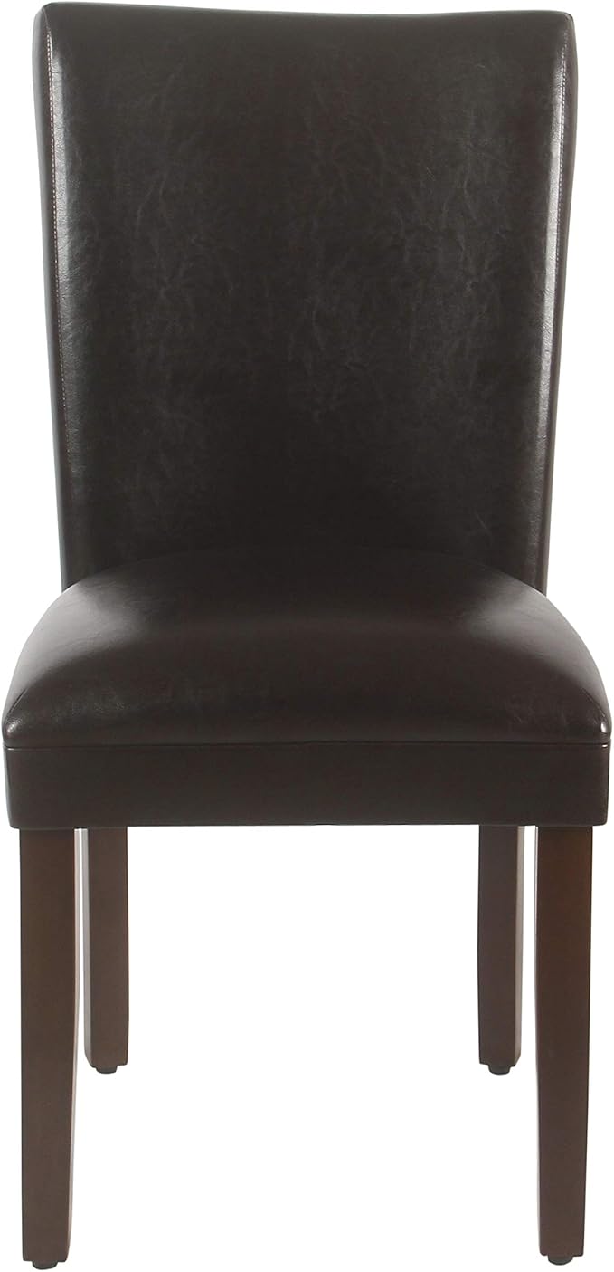 HomePop Parsons Upholstered Accent Dining Chair, Dark Brown Faux Leather - Image 4