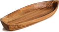 Lucky Boat Serving Tray, Acacia Solid Wood Boat Shape Plate by CAMLOT