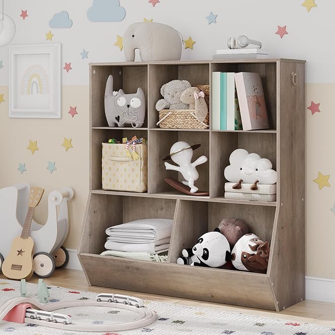 HOOBRO Kids Bookshelf, Toy Storage Cabinet, Kids Toy Organizer, 8 Cubicles - Image 2