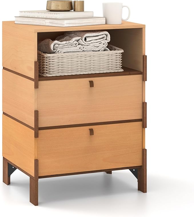 Sebastack End Table, Customizable 3 Drawers Bedside Table, Night Stand - Image 4