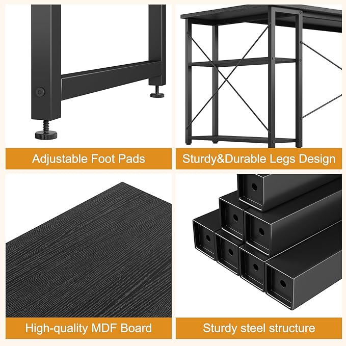 L Shaped Computer Desk with Reversible Shelves, 47 Inch Small Corner Desk with - Image 9