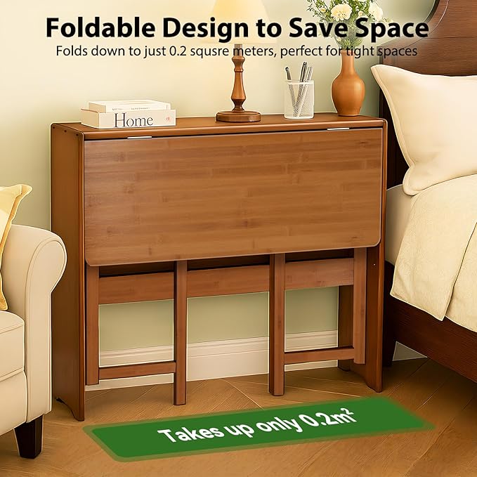 31.5" Bamboo Folding Desk, Space-Saving Computer Desk - Image 3