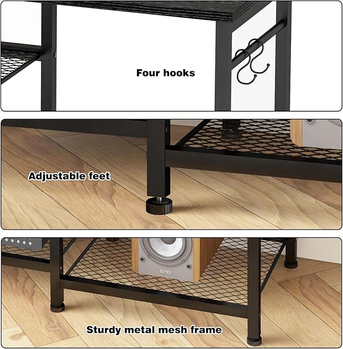 YGEOMER Black TV Stand Entertainment Center - Image 5