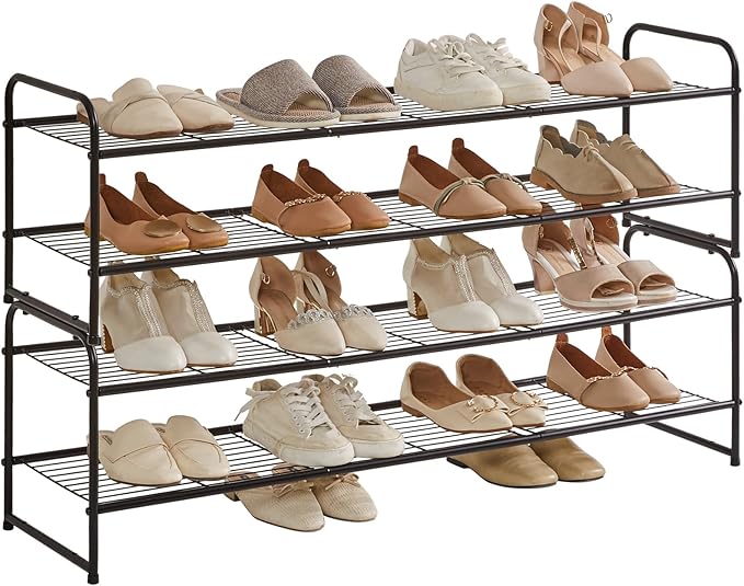 YMYNY Freestanding Shoe Racks, 2 Tiers Stackable & Adjustable Shoe Storage Shelf - Image 9