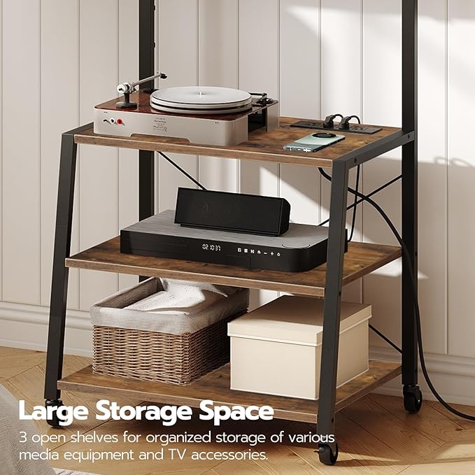 HOOBRO Rolling TV Stand with Mount and Power Outlet Up to 55 inch TV, Corner - Image 7
