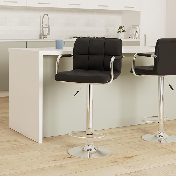 AC Pacific Contemporary Hydraulic Adjustable Swivel Kitchen Bar Stool Chair - Image 2