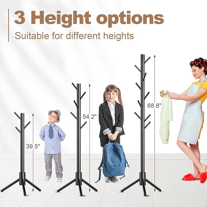 Wooden Coat Rack Stand, Freestanding Coat Rack - Image 4