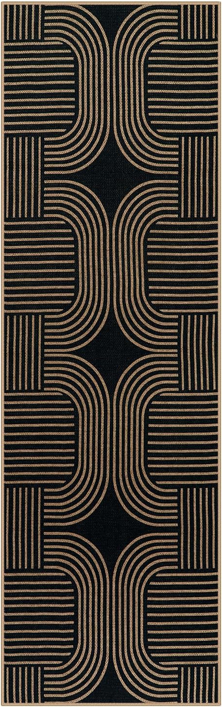 Lahome Modern Geometric Black Runner Rug, 2x8 Indoor Outdoor Hallway Kitchen - Image 8