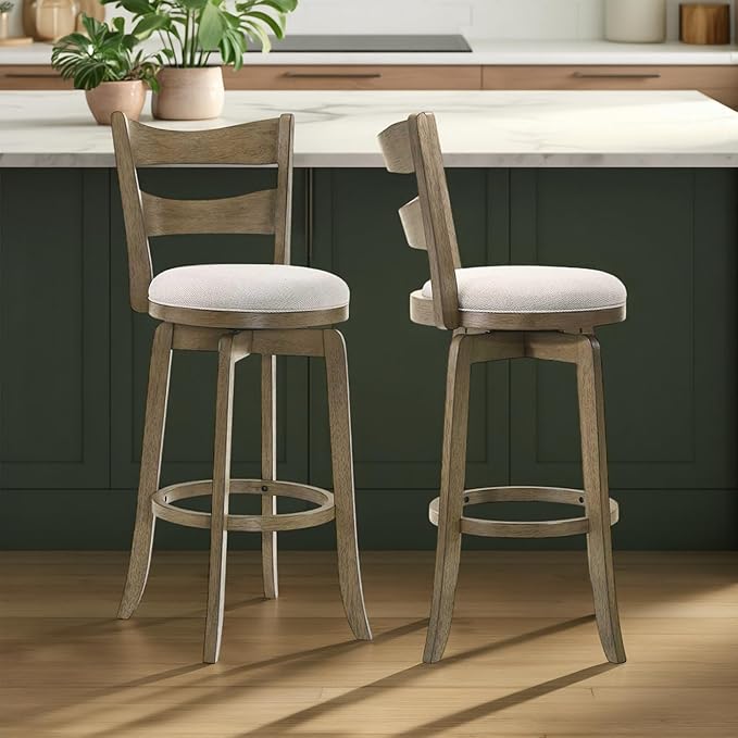 Armen Living Blair 26 in. Putty Brown Counter Height Rubberwood Swivel Barstool by ArmenLiving