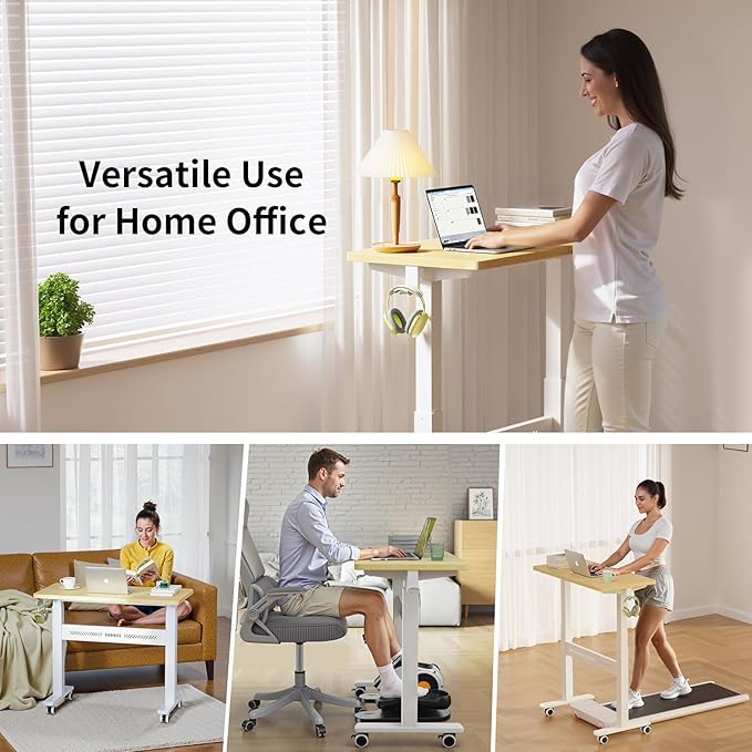 Mobile Walking Pad Desk with Wheels, Pneumatic Small Rolling Standing Desk - Image 7