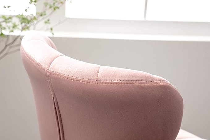 Roundhill Furniture Ellston Velvet Adjustable Swivel Barstools in Pink - Image 9