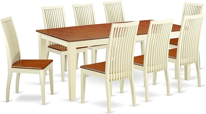 East West Furniture QUIP9-BMK-W 9 Piece Dining Room Table Set Includes a by EastWestFurniture