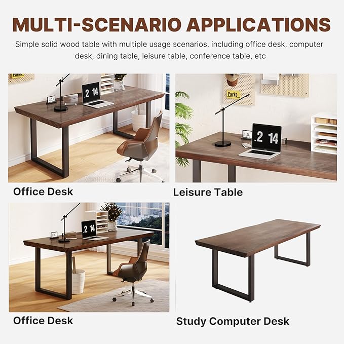 Solid Wood Computer Desk 55.1-inch Large Office Desk Home Simple Modern Long - Image 5