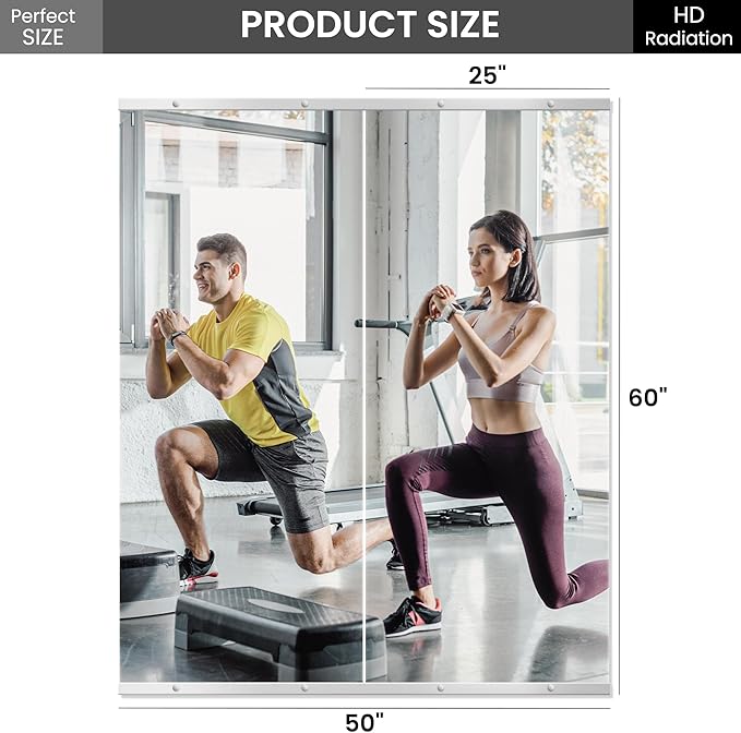 Home Gym Mirror for Wall, Mirror Full Length, Glass Frameless Body Large Mirror - Image 6