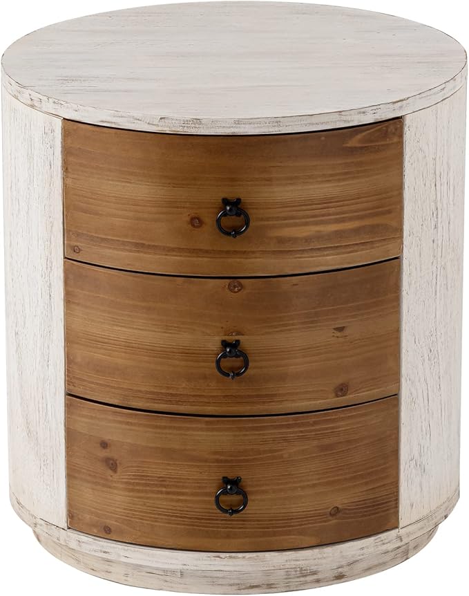 COSIEST 3 Drawer Chest of Drawers, 20 inch MDF Round Storage Cabinet, Retro - Image 8
