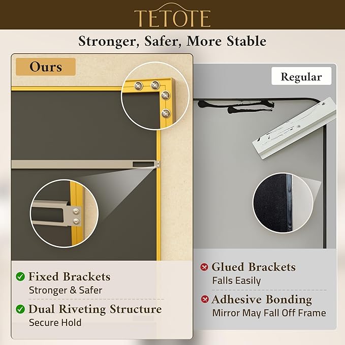TETOTE Brushed Gold Bathroom Mirror - Image 3