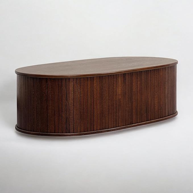 NTC Stream Coffee Table, Modern Oval Wooden Center Table by NTC