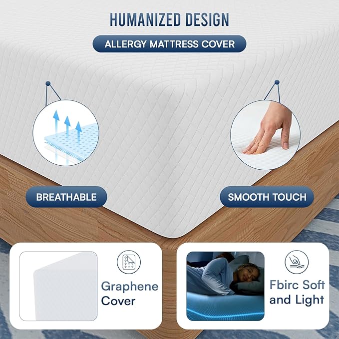 FDW | 12 Inch King Mattress | Medium Firm | Gel Memory Foam Mattress | White | - Image 5