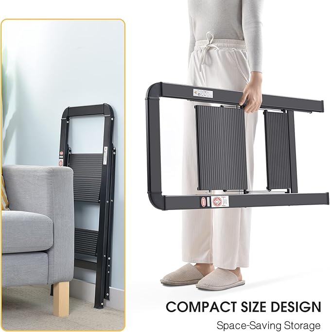 KINGRACK Step Ladder, 2 Steps, Folding Step Ladder - Image 4