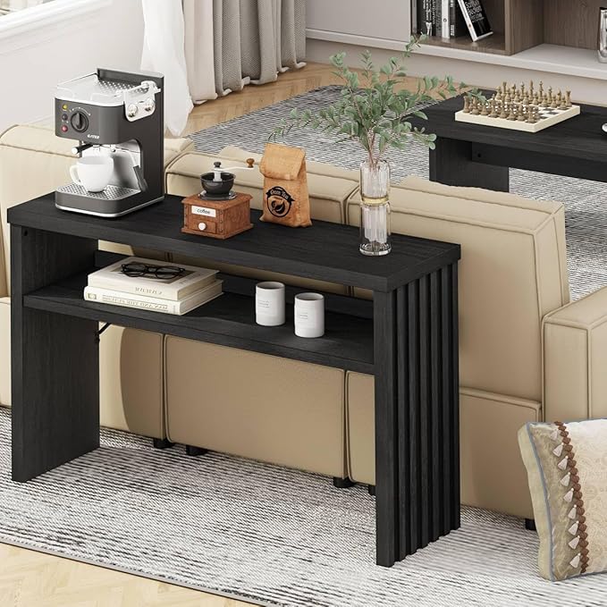 BON AUGURE Console Table with Storage, Wooden Couch Tables Behind Sofa - Image 8