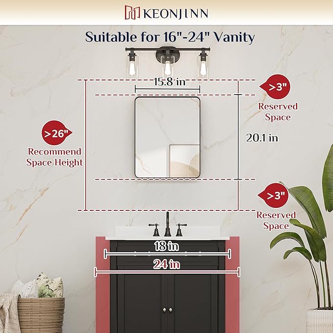 Keonjinn 16 x 20 Inch Brushed Nickel Bathroom Mirrors - Image 5