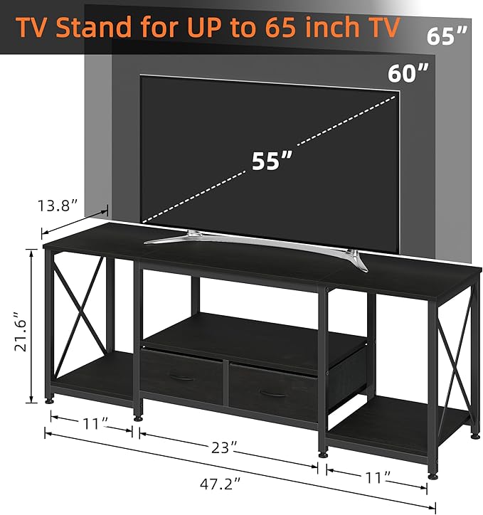 TV Stand with Fabric Drawer for 50 55 Inches TV - Image 5
