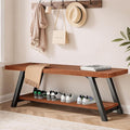 IBF Solid Wood Entryway Bench, Natural Real Wood Storage Bench, Farmhouse by IBF