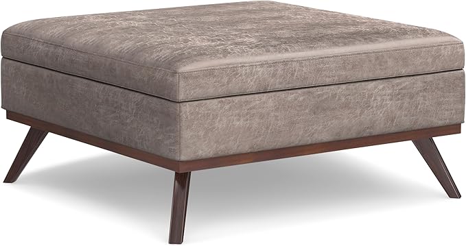 SIMPLIHOME Owen 40 inch Wide Mid Century Modern Square XL Coffee Table Storage by SimpliHome