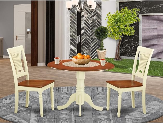 East West Furniture DLPL3-BMK-W 3 Piece Kitchen Table Set - Image 6