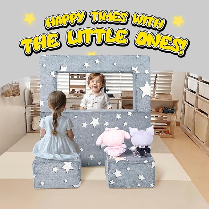 MeMoreCool Modular Kids Play Couch Sofa – Glow in The Dark Star Design - Image 3