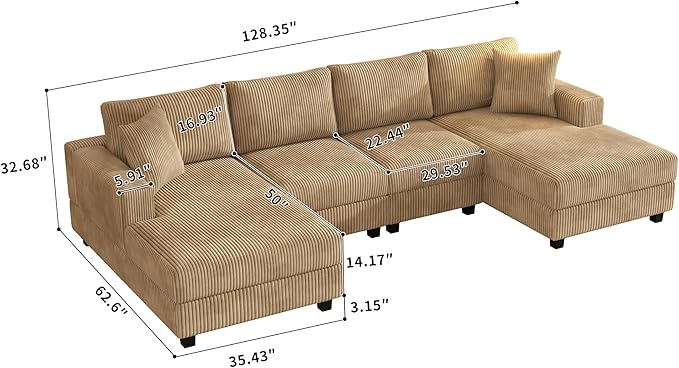 Oversized Symmetrical U Shaped Modular Sectional Sofa - Image 2