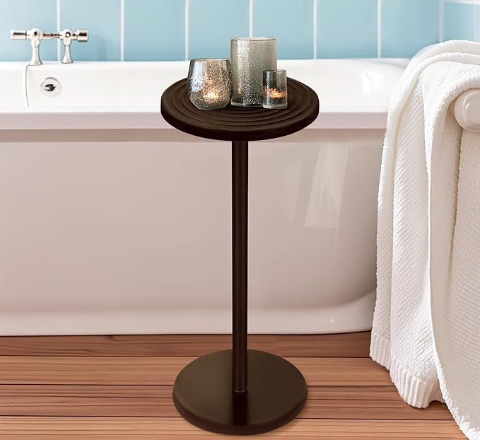 ZYBT Pedestal Side Table, 10.24" Natural Wood Round Coffee Table, Drink Table - Image 6