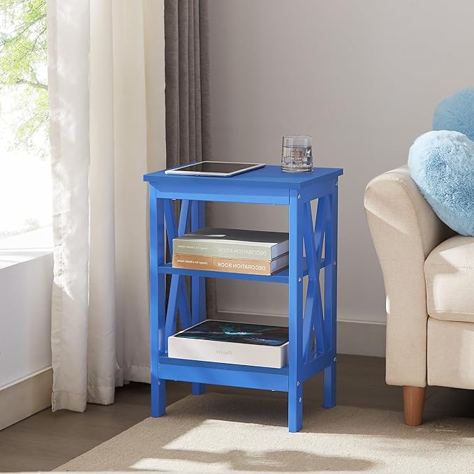 VECELO End Table Set of 2, Bedside Table, X-Design Reinforced Nightstands - Image 5