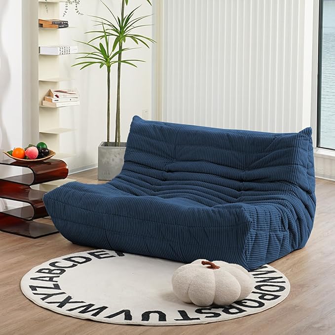 N&V Fireside Loveseat, Mid Century Armless Twin Size Floor Sofa, Soft Premium by NV