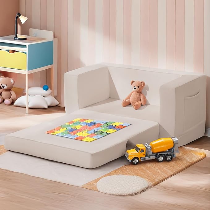 Kids Couch, 2-in-1 Toddler Chair Comfy 1-3 Years, Convertible Kids Chair - Image 8