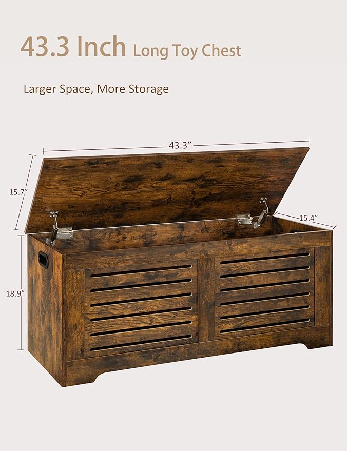 DINZI LVJ Storage Chest, 43.3” Wooden Toy Box - Image 9
