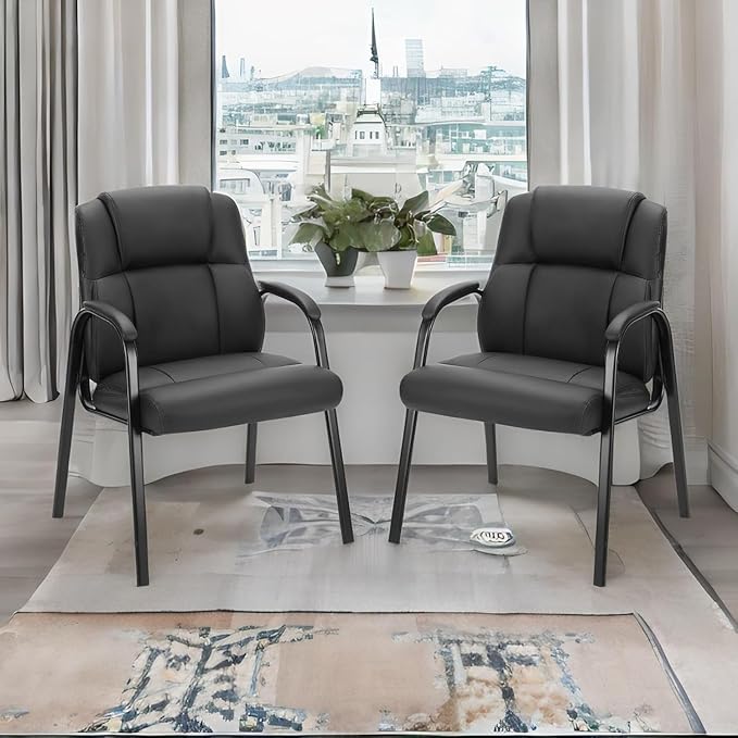 Sweetcrispy Waiting Room Office Guest Chairs Set of 2, PU Leather Big and Tall by Sweetcrispy