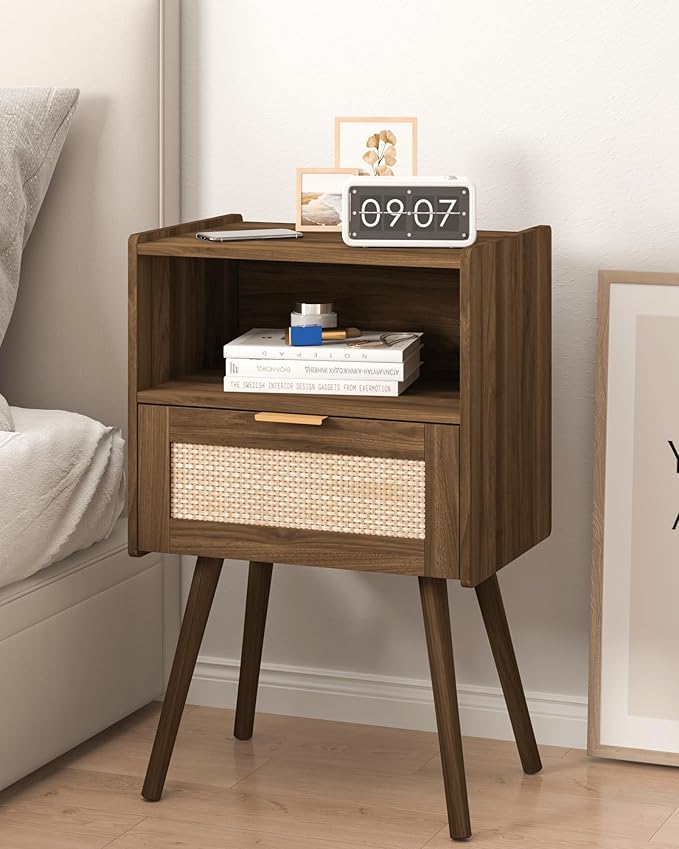 Rattan Nightstand, Modern Bedside Table by Unknown
