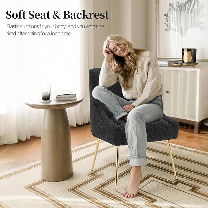Modern Velvet Dining Chairs Set of 6, Contemporary Upholstered Furniture - Image 4