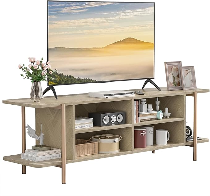 Giluta TV Stand for TV up to 75 Inch, Wood TV Cabinet - Image 4