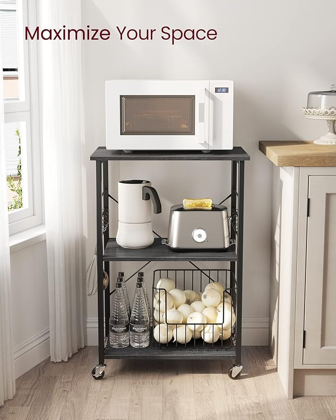 VASAGLE Kitchen Shelf on Wheels, Serving Cart - Image 4