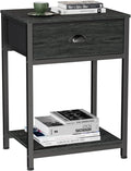 Furologee Nightstand with Fabric Drawer & Storage Shelf, Small Bedside Table by Furologee