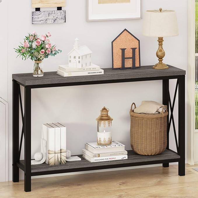 BON AUGURE Console Tables for Living Room, Industrial Couch Table Behind Sofa by BONAUGURE