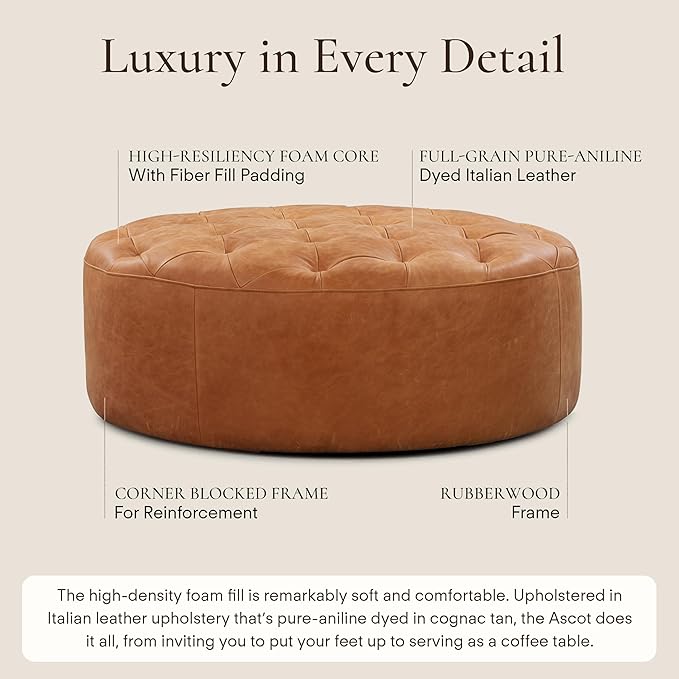 Poly & Bark Ascot Ottoman – 40" Round Pouf - Image 5