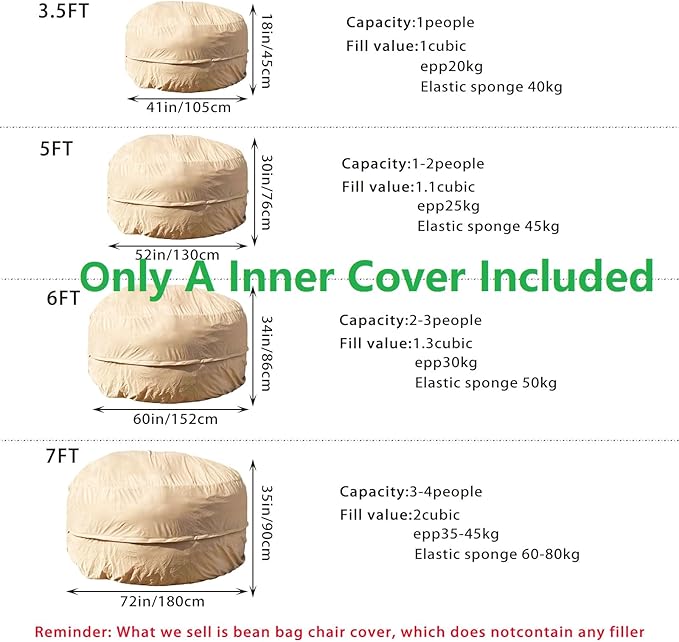 Reusable Beanbag Chair Inner Lining Cover - Image 2
