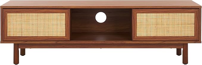 SAFAVIEH Aino TV Stand for up to 60" Flatscreen – Walnut Brown, 2 Sliding Doors - Image 8
