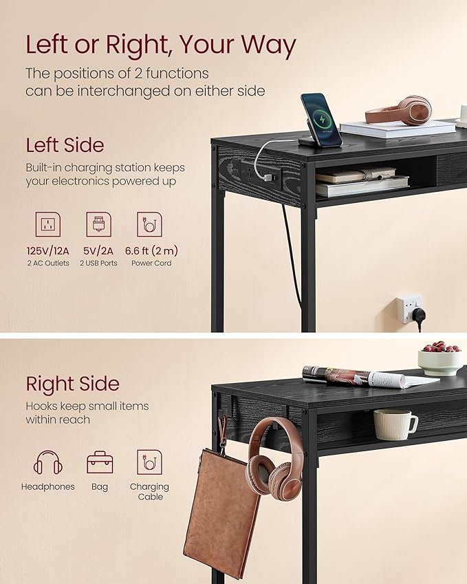 VASAGLE Bar Table with Power Outlets, 47.2 Inches Long Bar Height Pub Table - Image 5